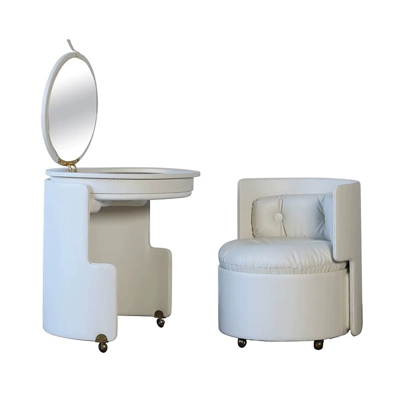 意式可移動梳妝檯輕奢高級感家用設計師一體小型收納帶鏡化妝桌椅化妝檯