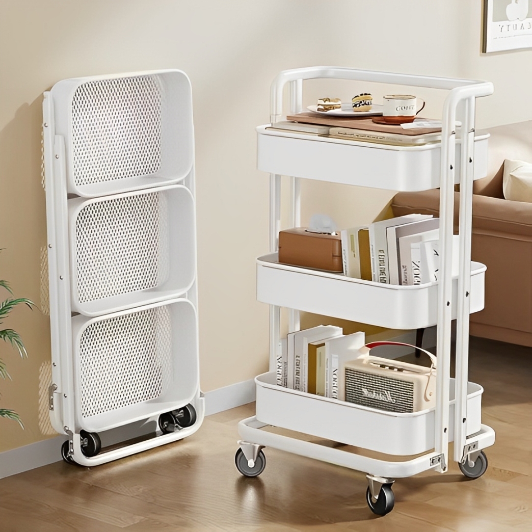 Joybos佳幫手折疊小推車多層收納架衛生間廚房臥室移動置物架落地零食書架子