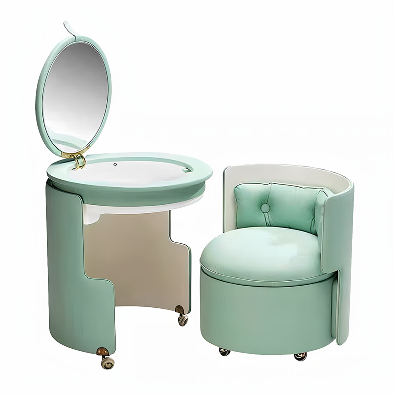 意式可移動梳妝檯輕奢高級感家用設計師一體小型收納帶鏡化妝桌椅化妝檯