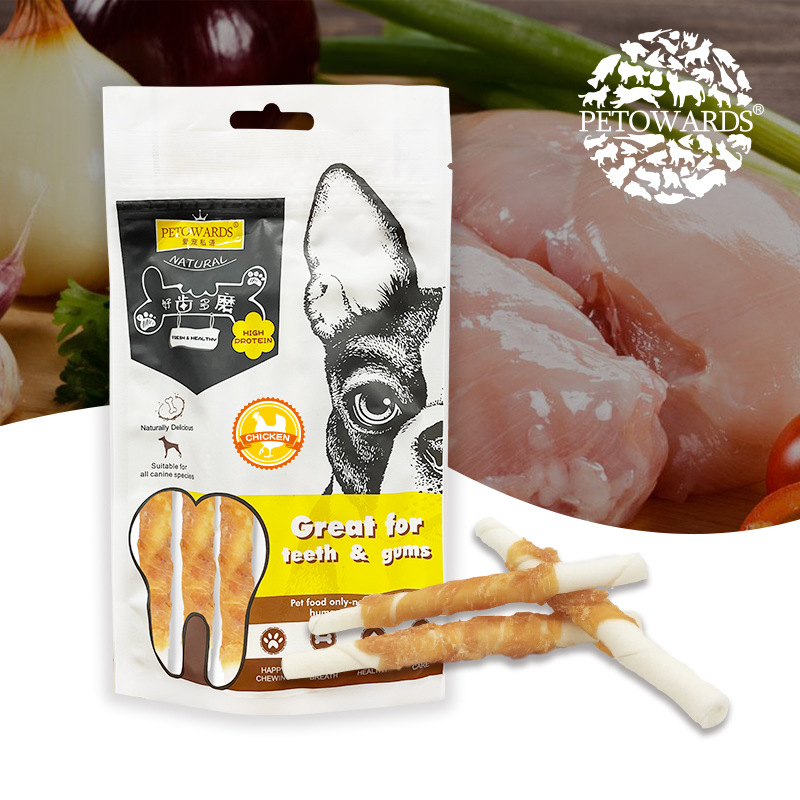 （5包起購）PETOWARDS愛寵私語雞肉潔齒棒寵物零食磨牙棒狗狗訓練獎勵咬膠