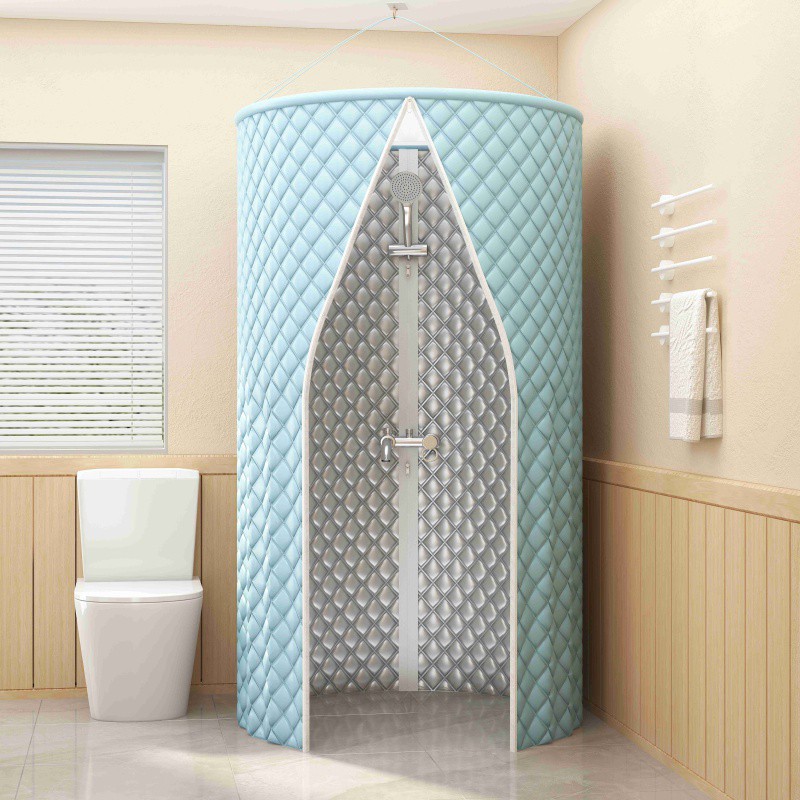 加厚保溫浴罩浴室隔斷簾洗澡保暖神器免安裝浴帳家用保溫浴簾