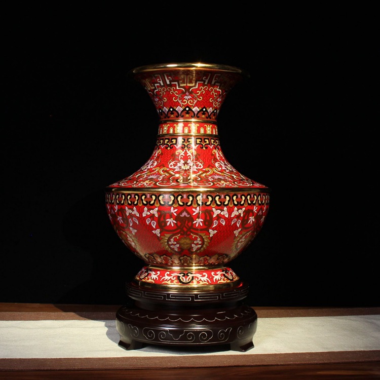 景泰藍華瑞綿長瓶工藝禮品擺件花瓶傳統銅胎掐絲琺瑯精品