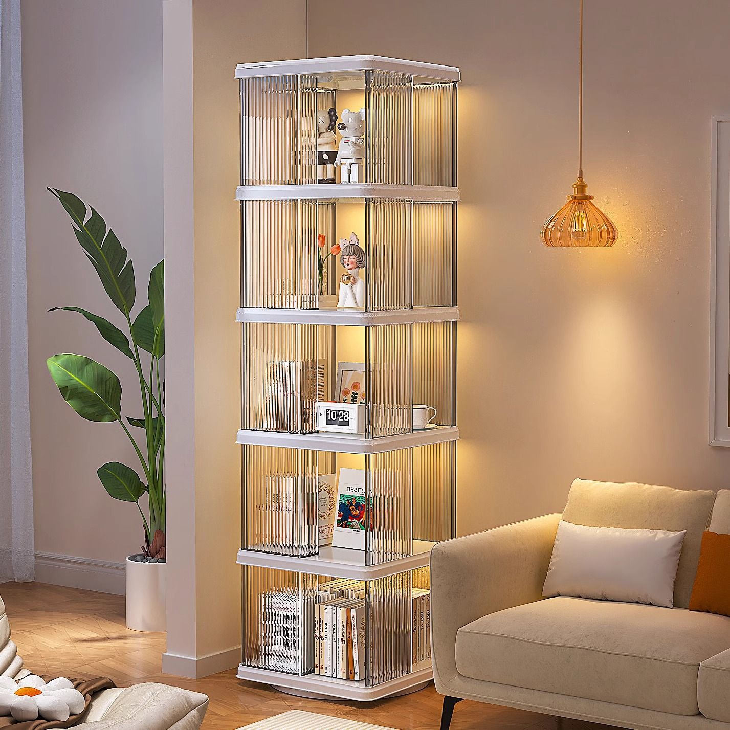 Joybos佳幫手旋轉架客廳窄款360度旋轉書架省空間創意展示架家用落地置物架簡易書櫃