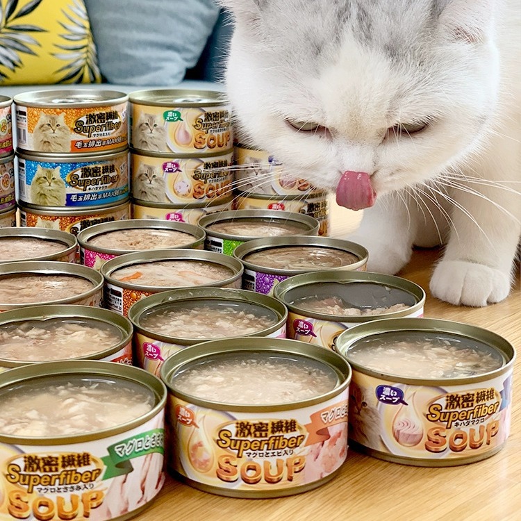 24罐 Superfiber 激密纖維貓罐頭80g去毛球啫喱/新品濃湯貓濕糧寵物零食貓罐頭