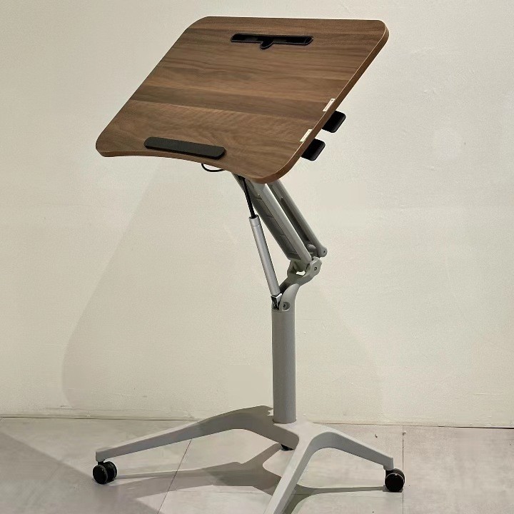 氣動可翻轉升降桌移動式演講臺可站立式簡約培訓會議講臺桌辦公桌