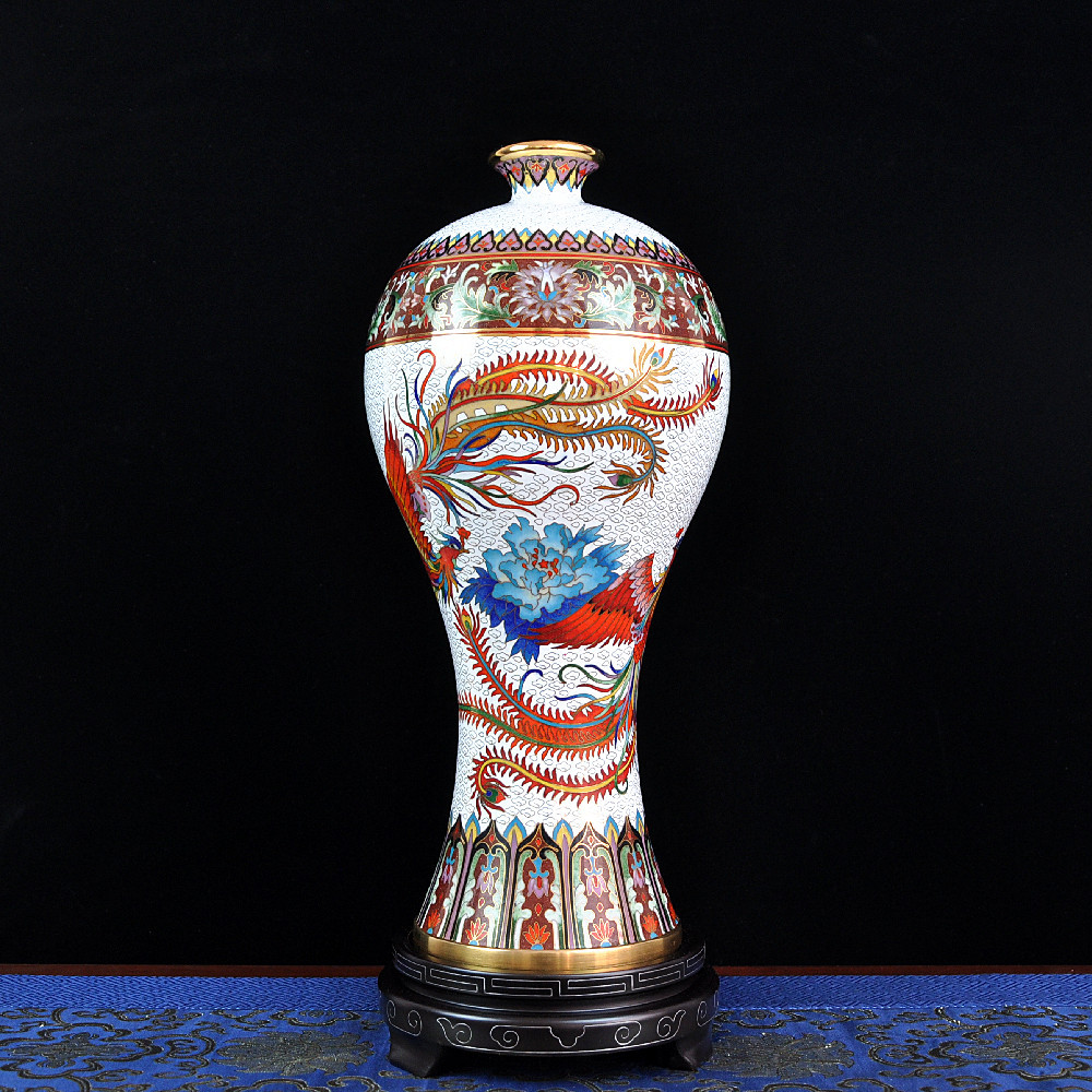 景泰藍花瓶喜鳳瓶禮品送老外送領導自用銅胎掐絲琺瑯