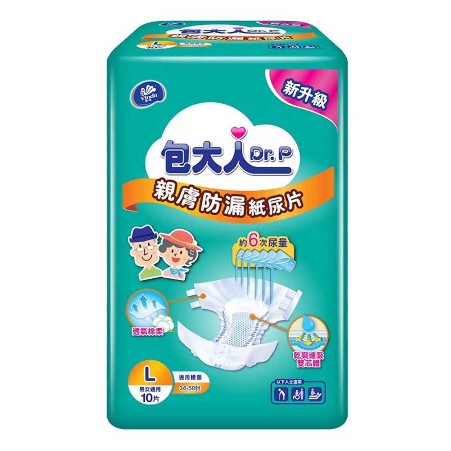 【澳門發貨】（原箱8包）Dr. P 包大人 親膚防漏紙尿片 大碼 10片