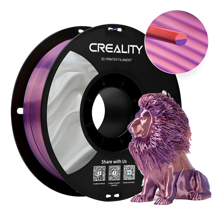 3D打印絲綢耗材單色雙色彩虹漸變啞光CR-Silk列印機印表機材料高彈性光滑絲綢七彩線材PLA仿金屬