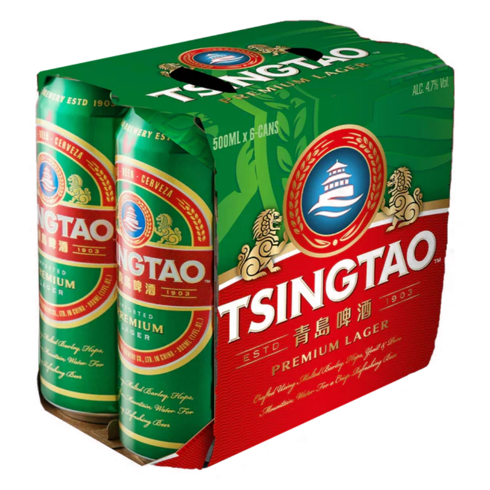 【澳門發貨】（原箱24罐）TsingTao青島啤酒500ml*6罐*4扎高罐裝青島原味巨罐青啤綠罐