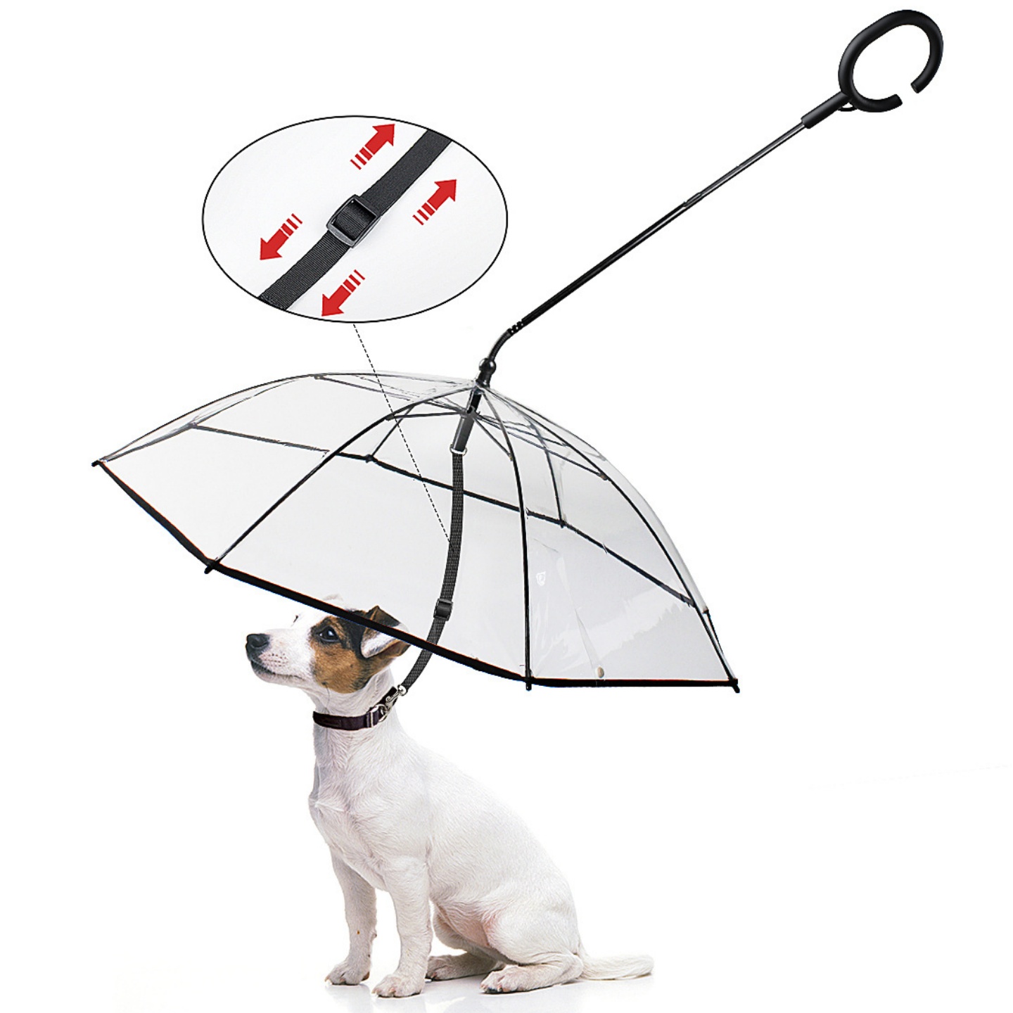 寵物牽引雨傘可調節狗狗C型雨傘寵物用品雨天遛狗透明傘