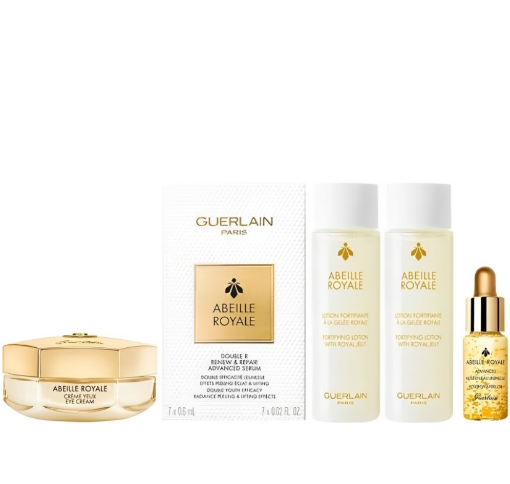 【澳門發貨】[熱銷] GUERLAIN 嬌蘭殿級蜂皇祛紋眼霜套裝（殿級蜂皇祛紋眼霜15ml+殿級蜂皇再生修護雙效眼精華0.6ml*7片+殿級蜂皇精華爽膚水15ml*2+殿級蜂皇升級版水凝黑蜂活肌蜜5ml）