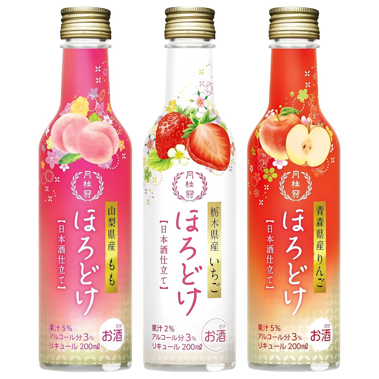 【澳門發貨】（原箱30瓶）月桂冠果汁清酒系列200ml山梨縣桃汁/栃木縣草莓汁/青森縣蘋果汁清酒