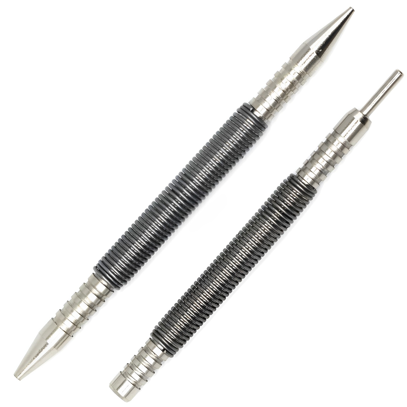 2件套彈簧沖雙頭沖+無錘中心沖2件雙頭彈簧釘子沖彈簧工具釘沖彈簧沖無錘釘套裝打孔工具