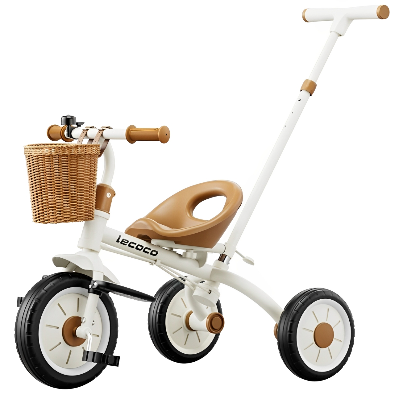 lecoco 樂卡復古三輪腳踏車兒童三輪車可推騎腳踏車寶寶玩具孩子童車2-5歲自行車免充氣
