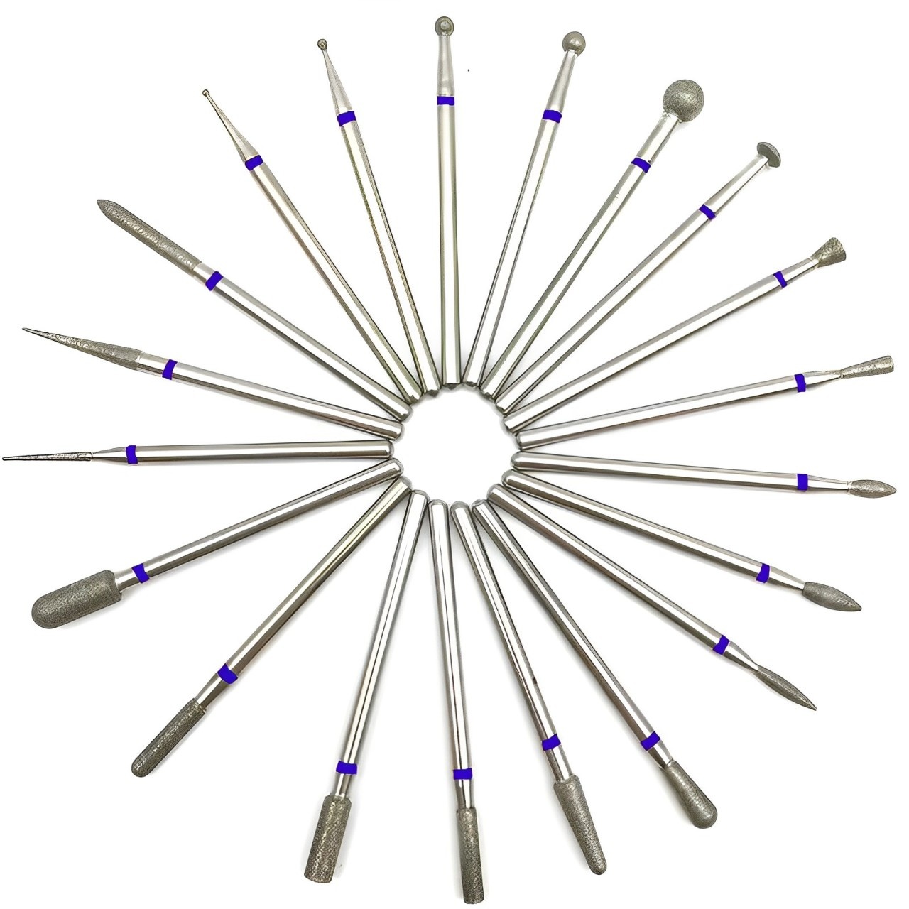 美甲前置處理金剛砂打磨頭美甲磨頭俄式處理金剛石鑽頭藍標2.35mm手柄通用