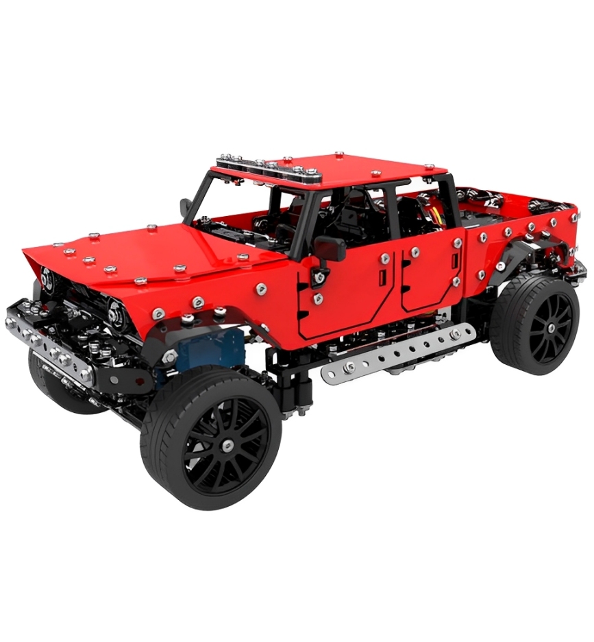 拼裝遙控越野車817PCS皮卡車俄羅斯燒腦玩具益智拼裝積木男孩高難度金屬模型手工組裝皮卡車