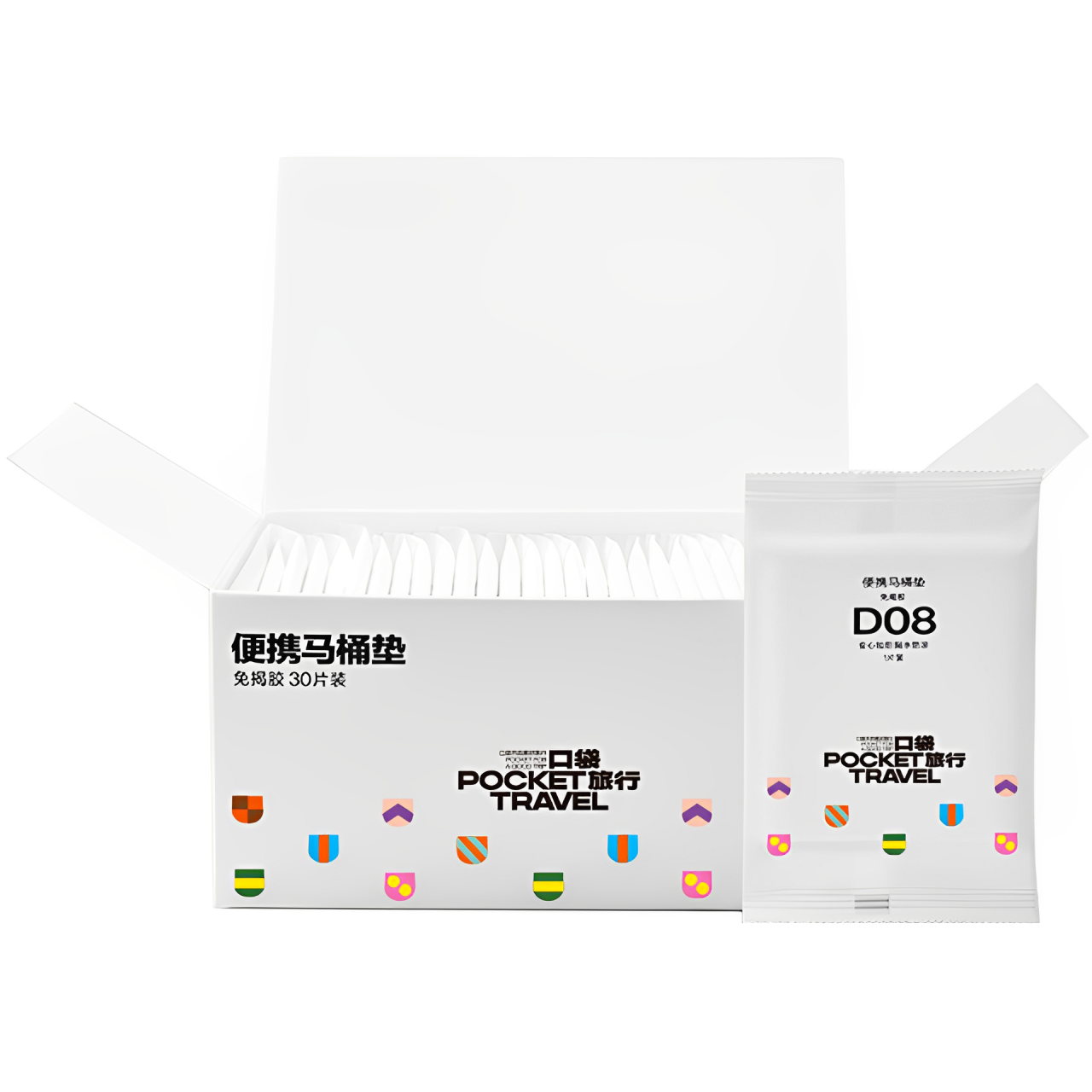 免揭膠一次性馬桶墊30片裝口袋旅行防水套便攜酒店專用產婦廁所無紡布坐墊紙