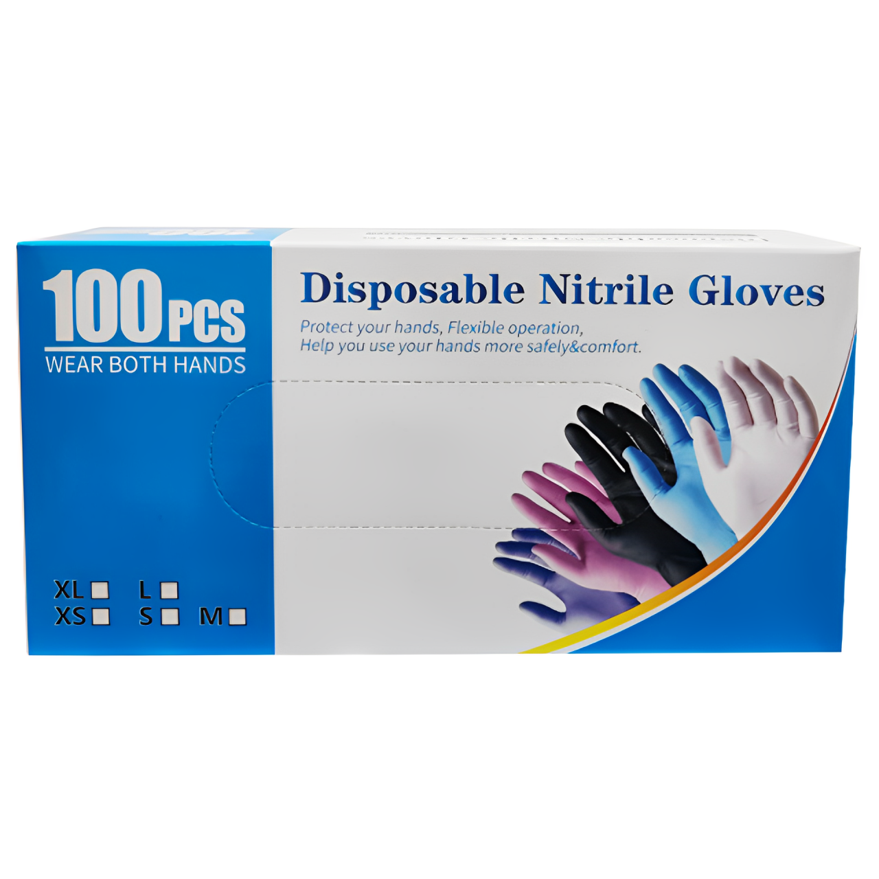 一次性丁腈手套100只裝藍色粉色白色黑色食品清潔牙科無粉
