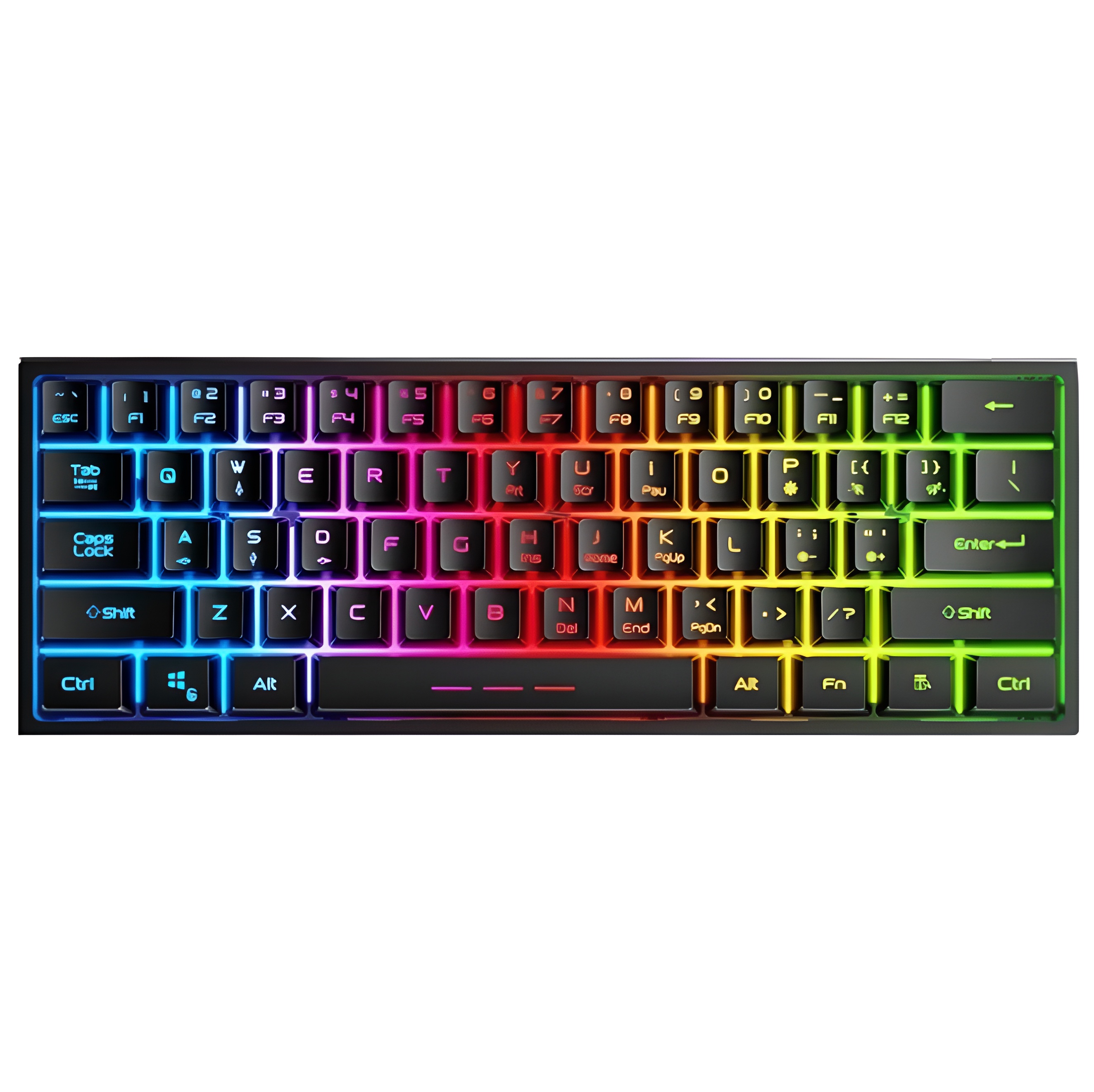 發光小鍵盤有線61鍵鍵盤電競遊戲辦公RGB炫彩發光薄膜機械手感便攜小鍵盤防水防塵炫酷多色