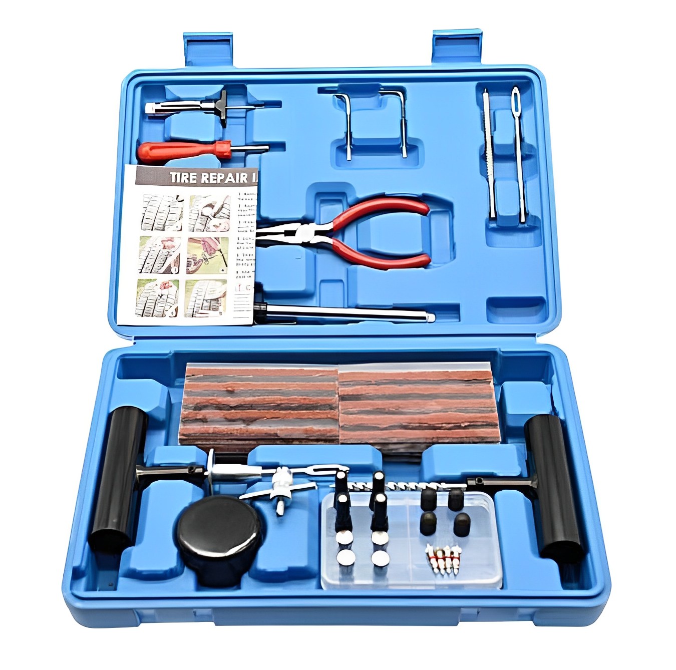 68件套汽車補胎工具套裝膠條真空胎專用膠水液補胎汽車真空胎補胎針插針補壓膠條氣門嘴帽氣門芯尖嘴鉗應急工具