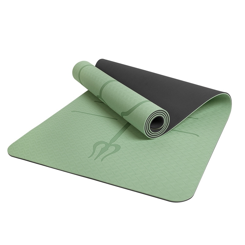 TPE雙色瑜伽墊體位線加寬雙層雙色瑜珈墊健身運動墊