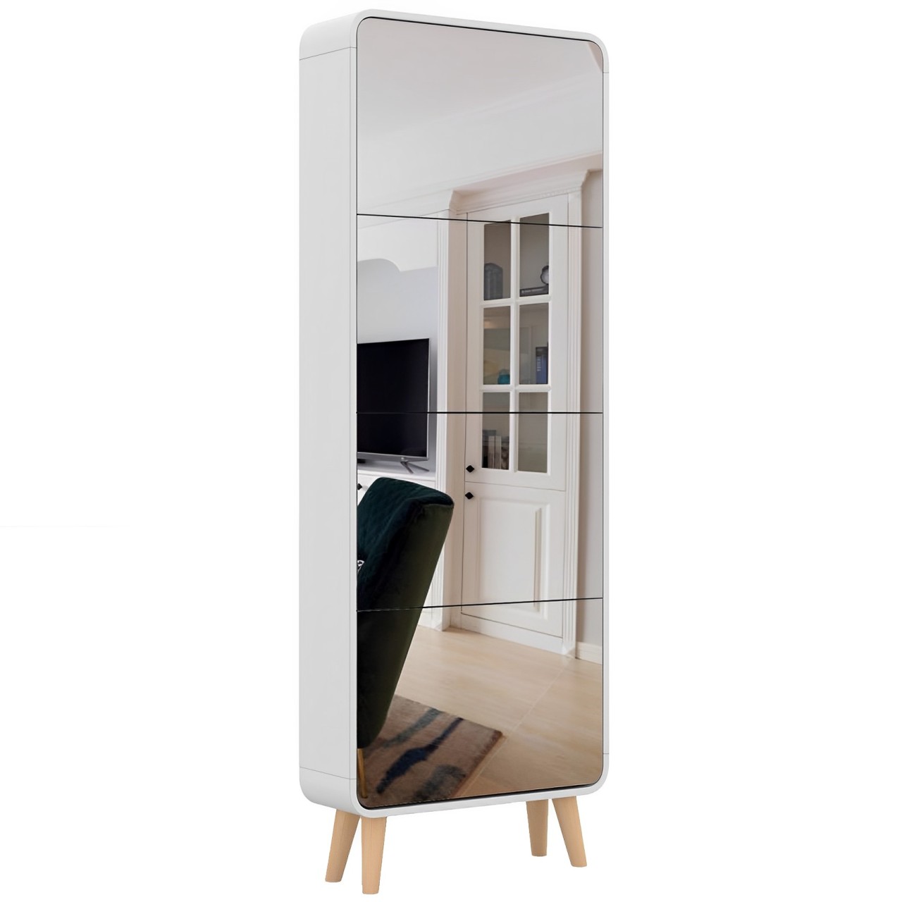 鏡面翻斗鞋櫃超薄簡易組裝客廳鞋櫃門口歐式多功能穿衣鏡高櫃