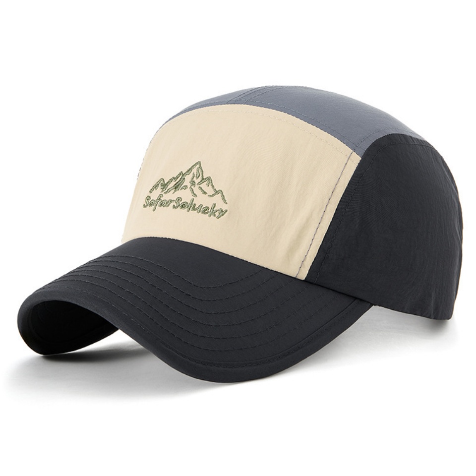 圖案拼色前進帽拼色瓜皮帽新款2024春夏印花微曲棒球帽戶外登山徒步防曬速乾男女