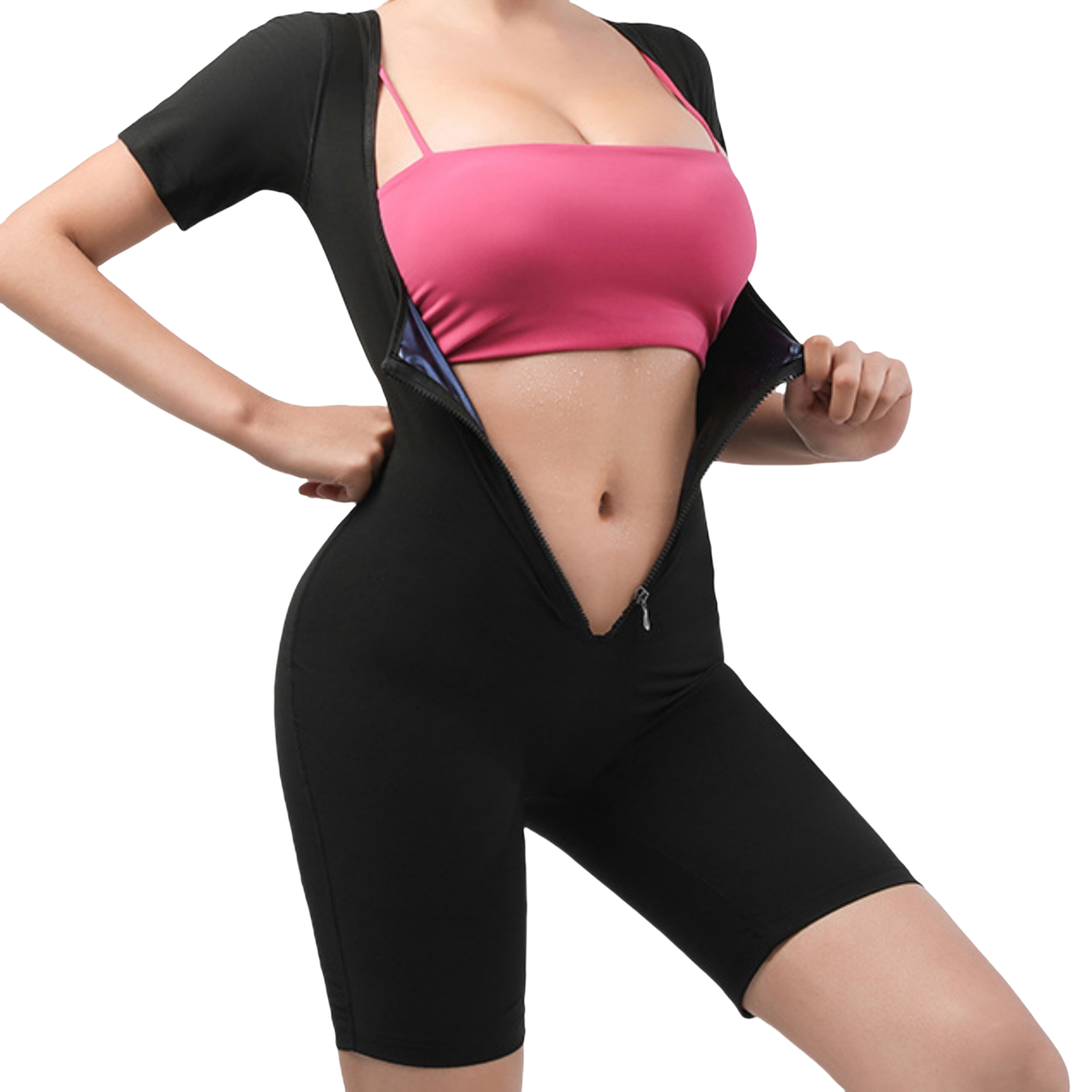 女士暴汗連體衣健身提臀托胸美體塑身衣束腰收腹衣