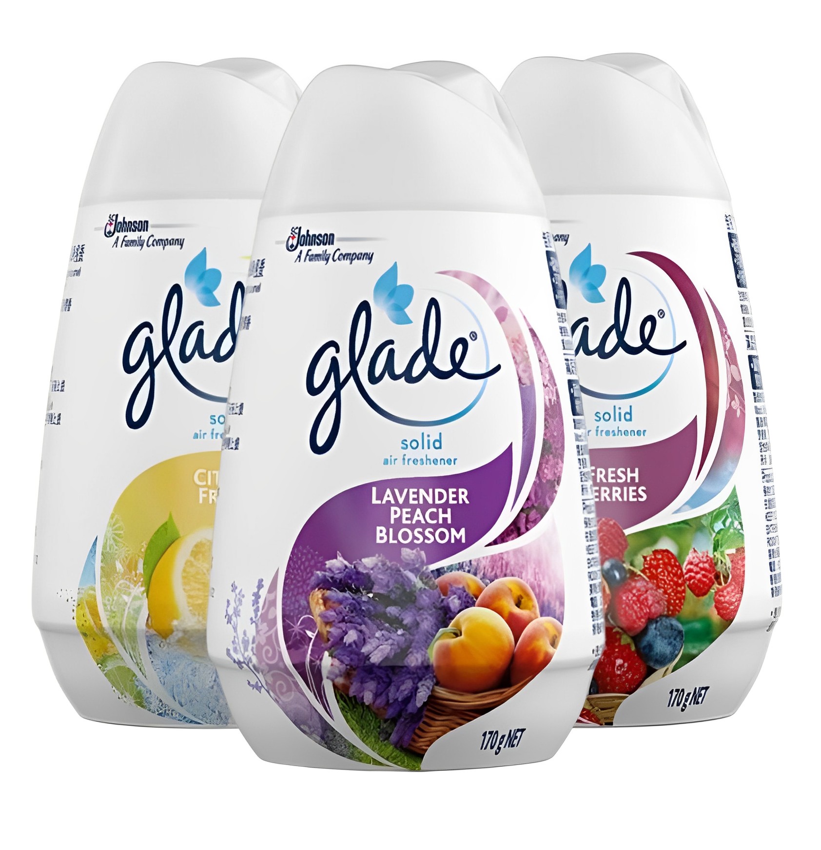 【澳門發貨】（原箱12件）Glade佳麗新清香空間固體清香膠170g清新檸檬/薰衣草桃花/清新莓果衛生間鞋櫃臥室家用車載除臭香薰空氣清新