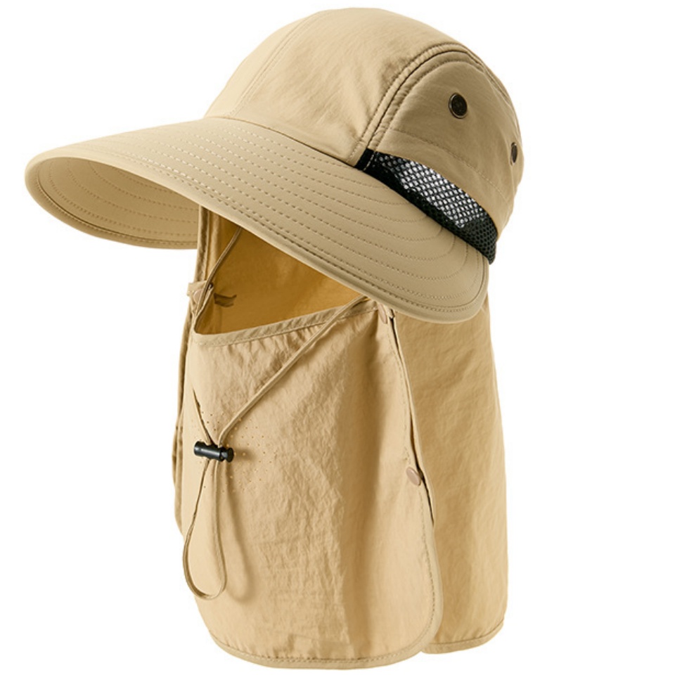 加長遮陽帽夏季款登山騎行太陽帽女戶外遮陽遮臉空頂帽披肩防曬帽釣魚帽子