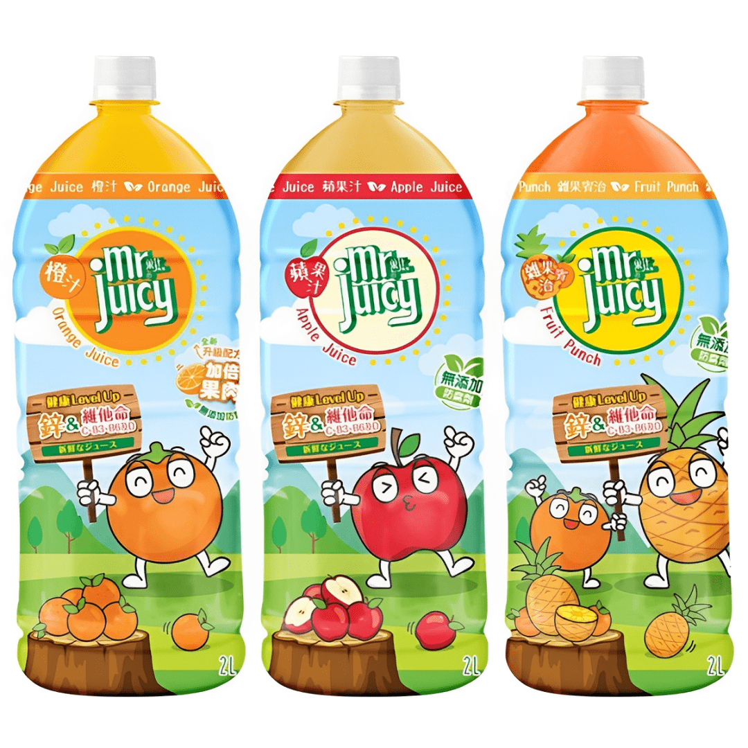 【澳門發貨】（原箱6樽）菓汁先生飲品2L橙汁富士蘋果汁雜果賓治果飲水果口味飲料