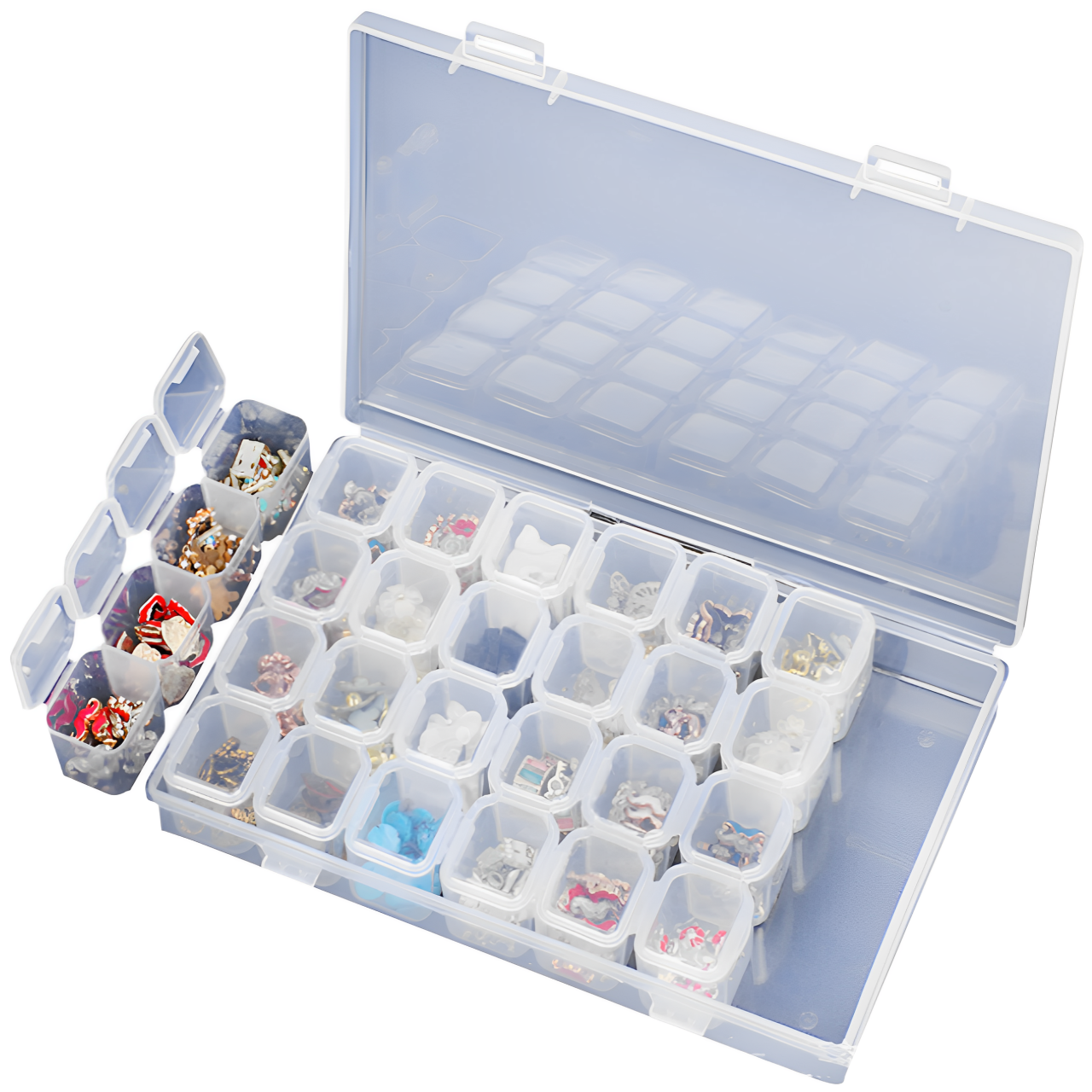 美甲收納盒美甲工具美甲盒飾品分裝盒28格可拆卸