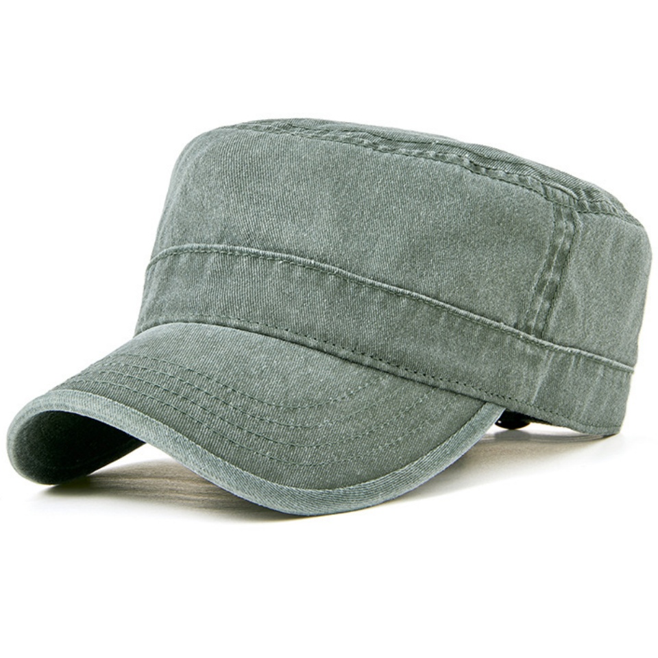 水洗復古平頂帽新款四季純棉復古大頭圍平頂帽子男女驢友戶外潮加大加深帽子