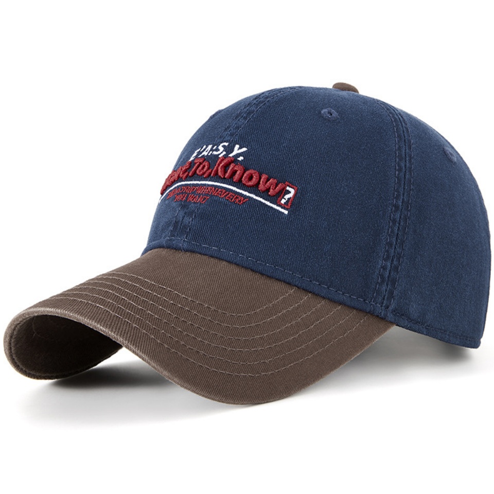 復古字母棒球帽韓版英文刺繡拼接色棒球帽潮牌出街個性穿搭彎簷防曬鴨舌帽男女款