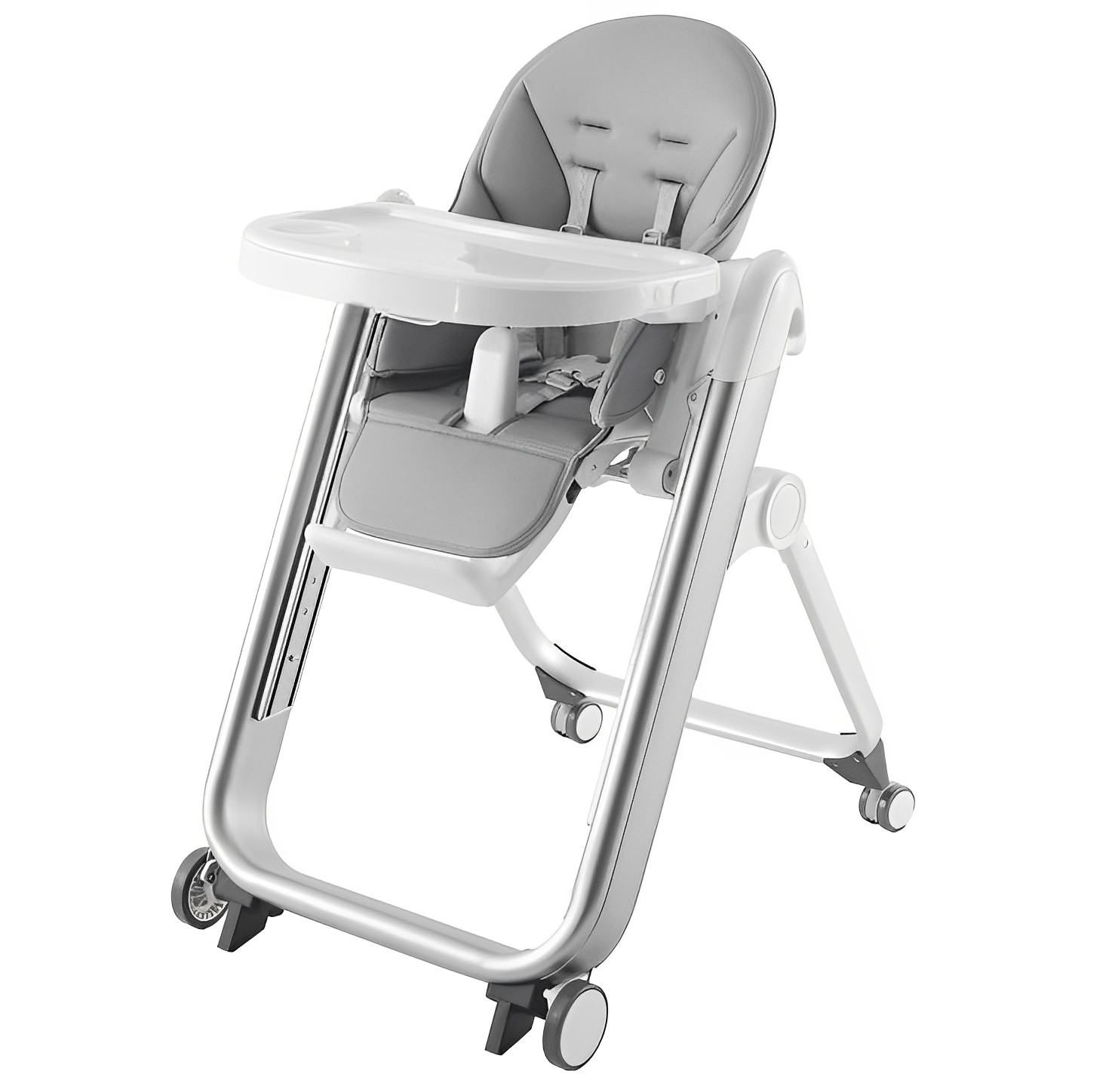 嬰兒高腳椅可調節高度和靠背的可攜式高椅帶4個輪子適用於嬰兒學步兒童可折疊可拆卸託盤高椅批發零售