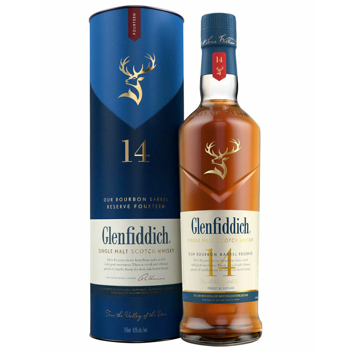 【澳門發貨】Glenfiddich 格蘭菲迪14年波本桶珍藏單一麥芽威士忌700ml