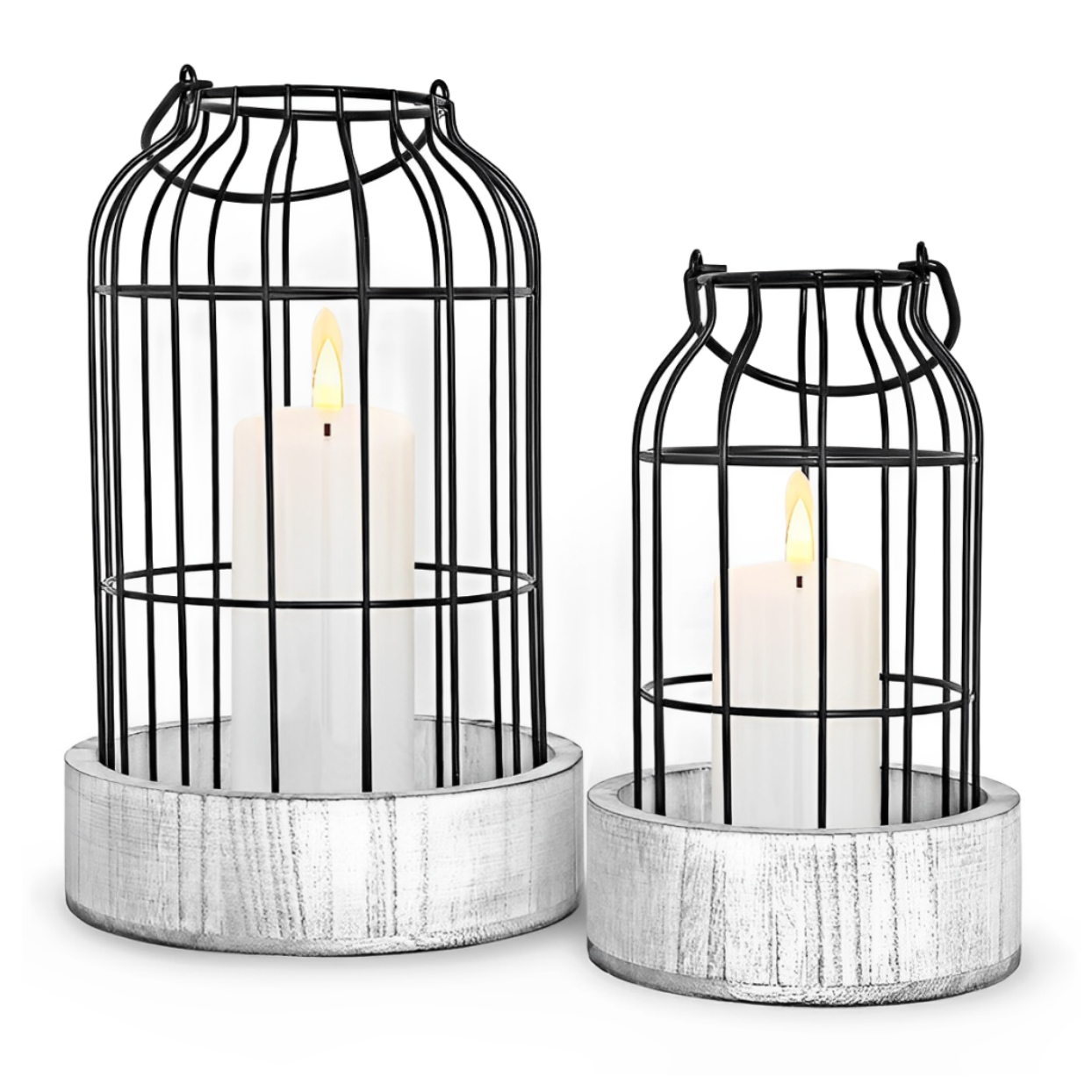 鐵藝燭台擺件金屬創意蠟燭臺復古燭臺木制託盤蠟燭底