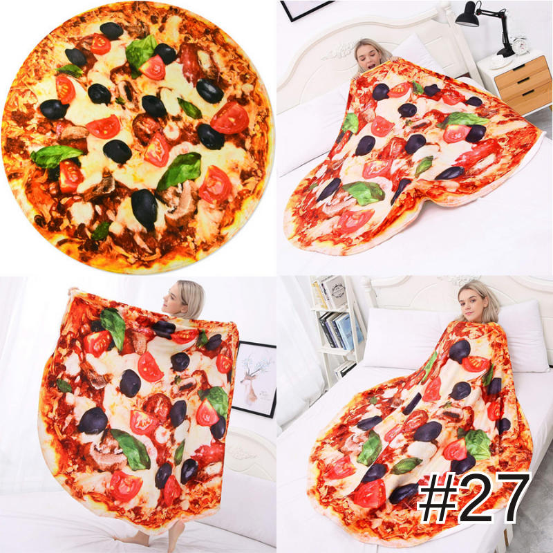 創意印花毛毯雙面捲餅毯墨西哥卷餅毯數碼印花披薩毯子法蘭絨午睡毯玉米餅雙面毛毯空調毯四季通用被子