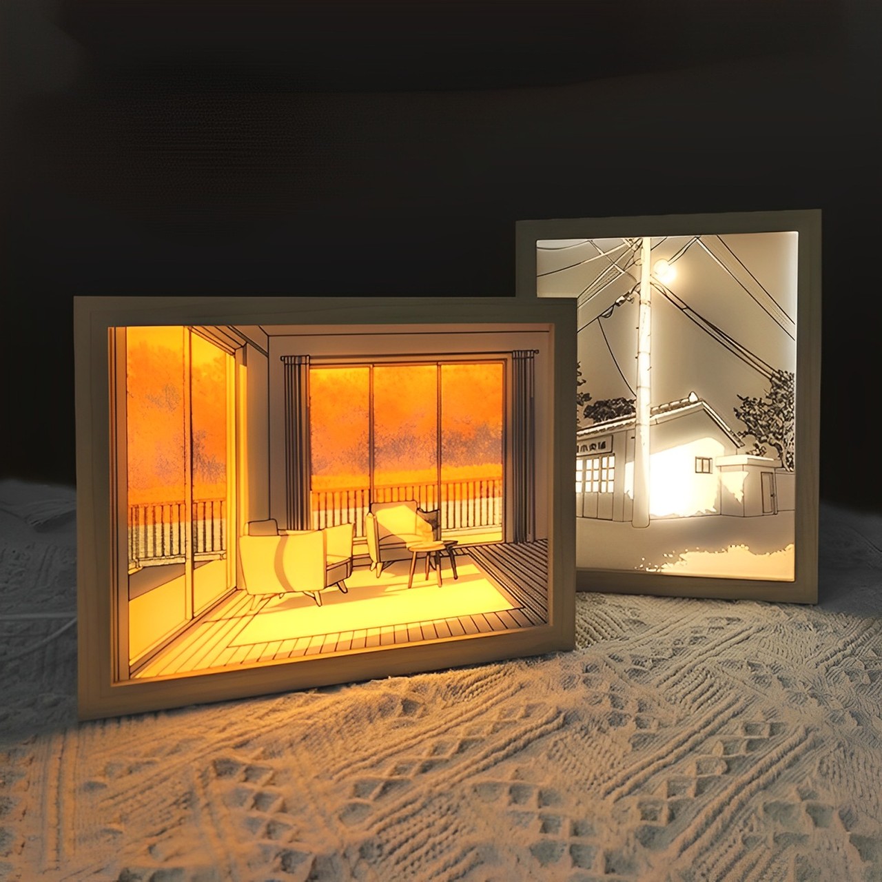 創意燈光畫LED發光相框裝飾畫臥室床頭桌面檯燈夜燈擺件USB介面