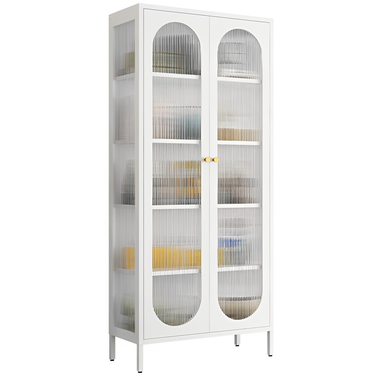 長虹玻璃門櫃現代北歐簡約家用客廳置物架鐵藝多層收納書架儲物櫃落地書櫃