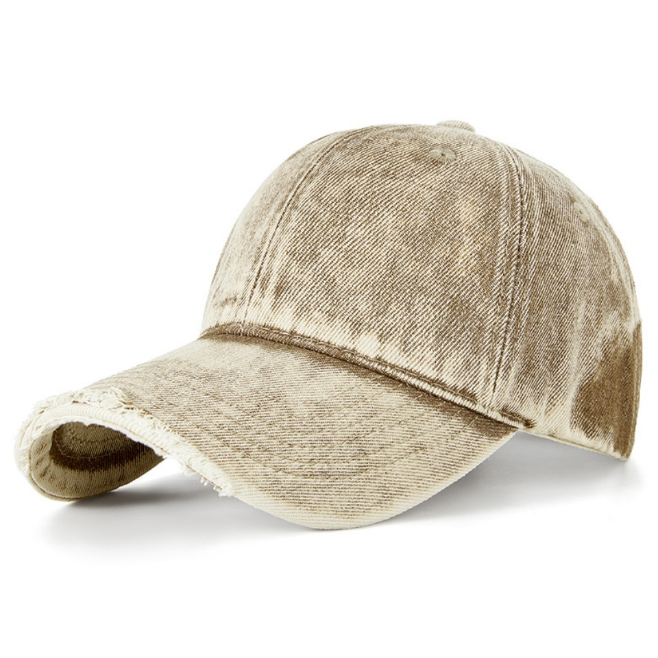 破洞做舊牛仔棒球帽復古做舊牛仔帽春夏潮流帽檐破洞個性時尚百搭鴨舌帽