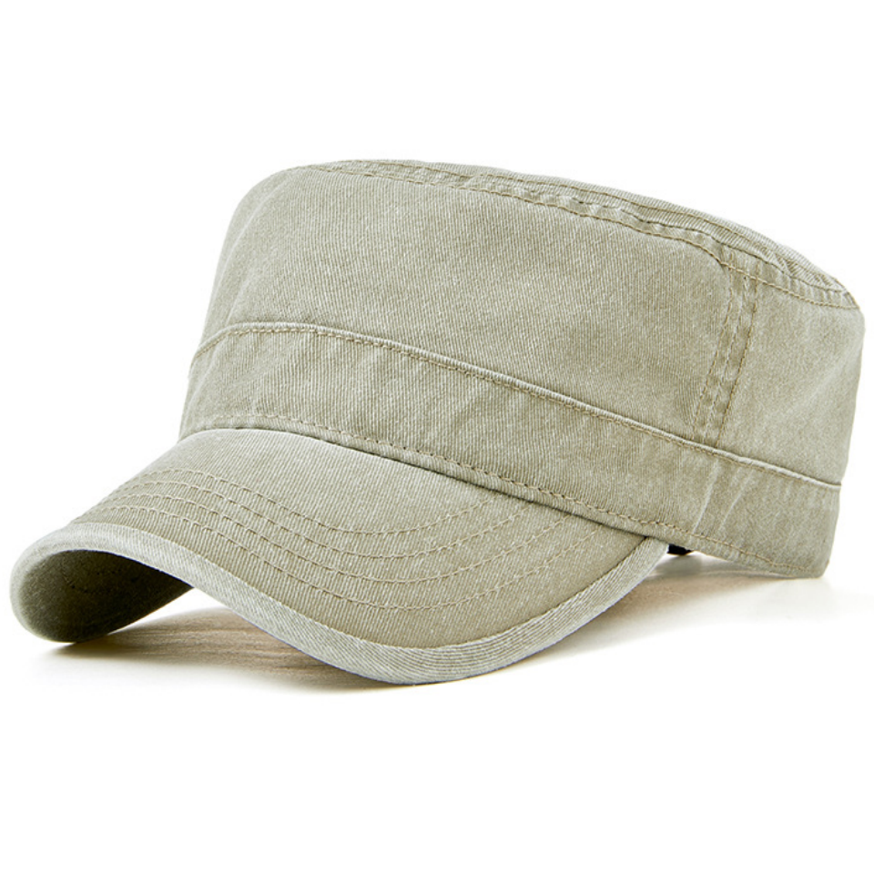 水洗復古平頂帽新款四季純棉復古大頭圍平頂帽子男女驢友戶外潮加大加深帽子