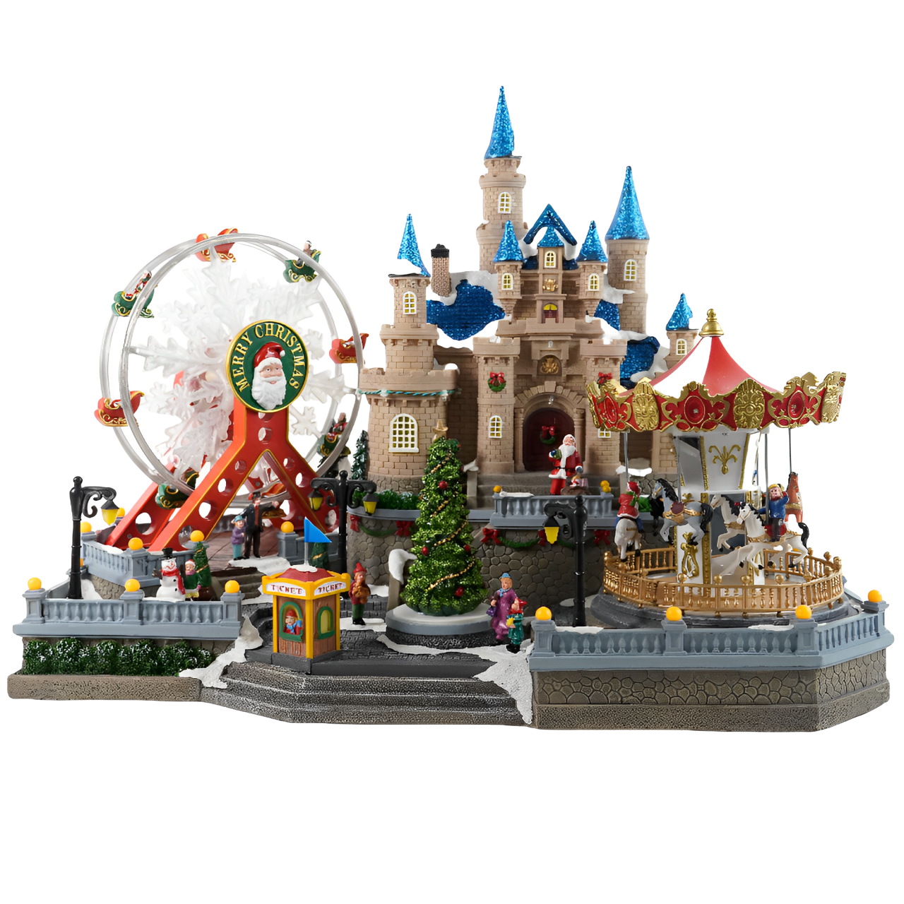 大型城堡遊樂園音樂盒發光音樂歐式房子聖誕裝飾品節日禮品擺件