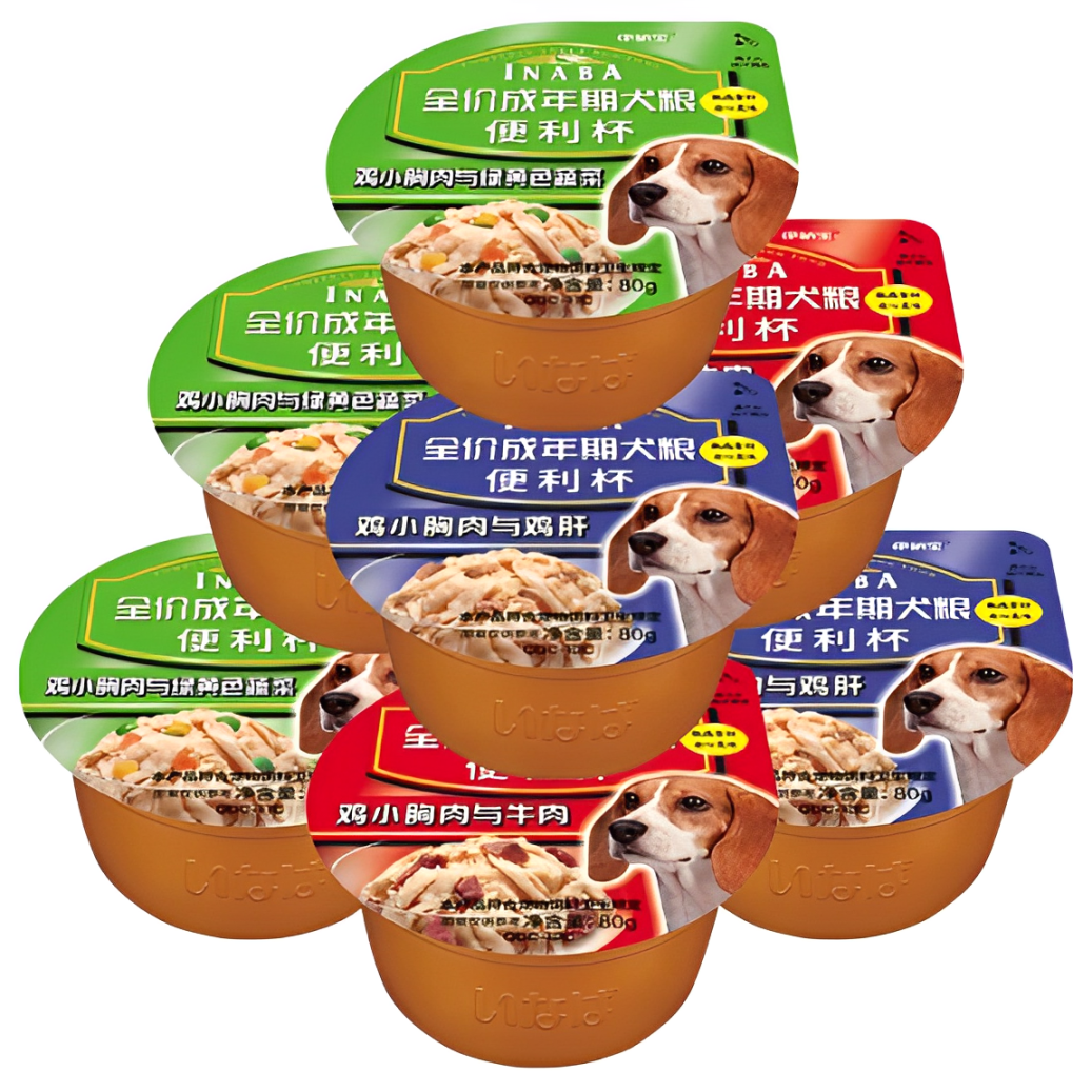 12杯 INABA 伊納寶全價成年期犬糧便利杯80g寵物拌狗糧濕糧零食狗罐頭