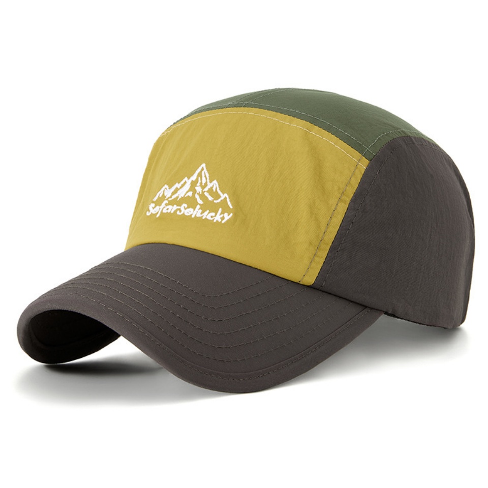 圖案拼色前進帽拼色瓜皮帽新款2024春夏印花微曲棒球帽戶外登山徒步防曬速乾男女