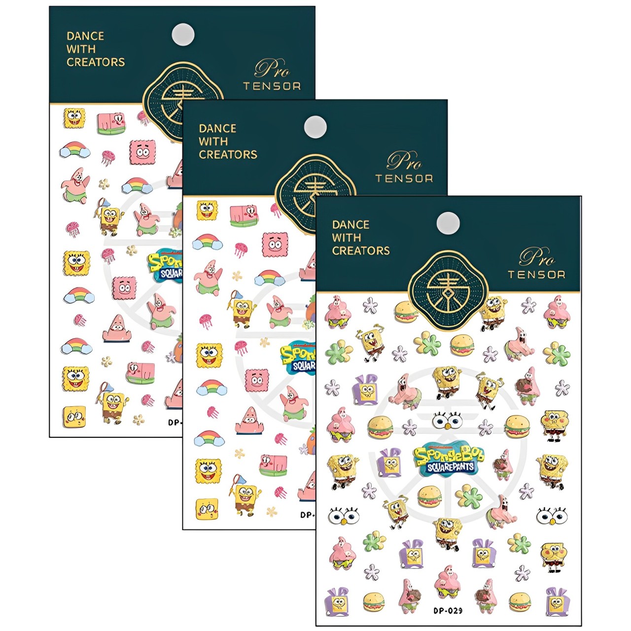 浮雕薄韌美甲貼紙背膠指甲貼飾品海綿寶寶造型立體系列