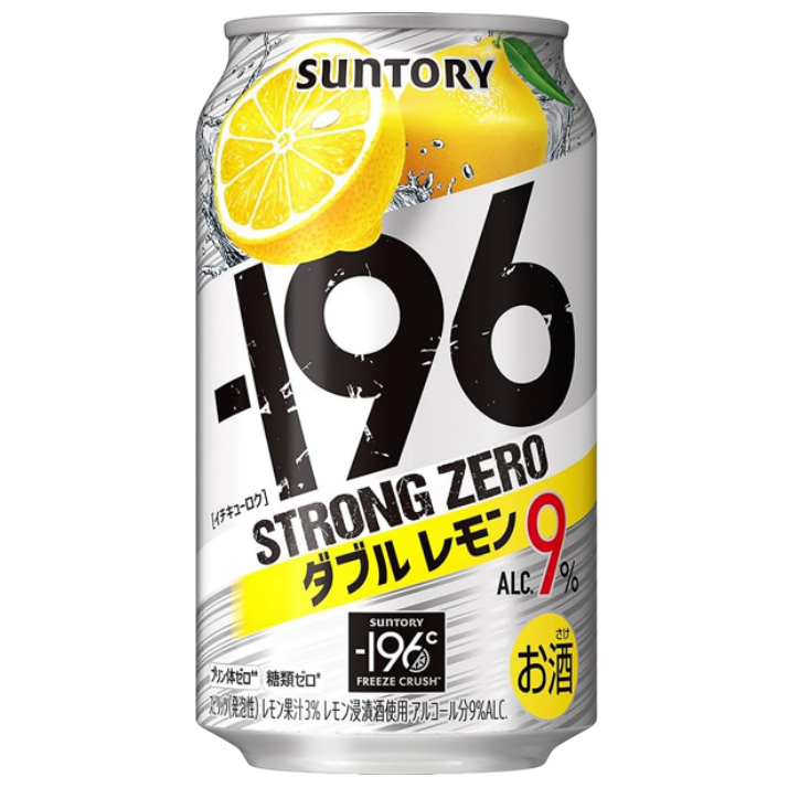 【澳門發貨】（原箱24瓶）三得利 - 196 STRONG ZERO 濃郁檸檬雞尾酒 350ml