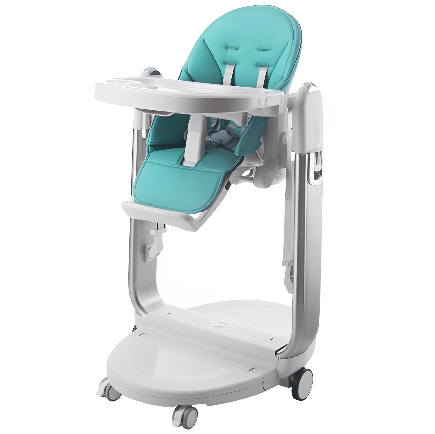 嬰兒高腳椅可調節高度靠背的可攜式高腳椅帶4個輪子適