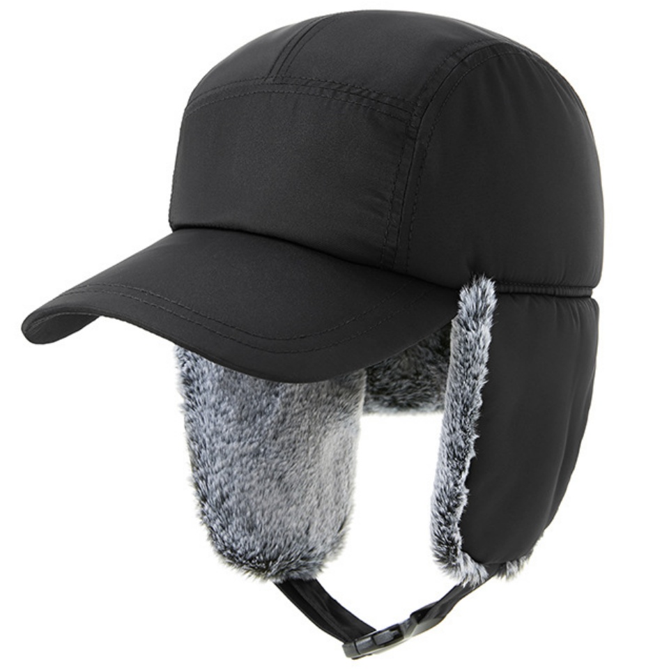 速乾加厚護耳棒球帽秋冬男款保暖鴨舌帽子護耳防寒滌綸棒球帽老頭防風雪耳罩
