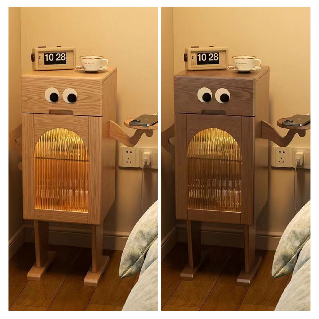 創意機器人邊櫃帶燈客廳沙發茶几置物櫃儲物櫃實木邊幾床頭櫃